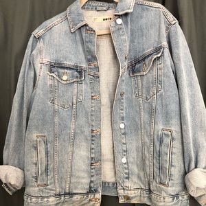 Topshop Oversized Moto Jean Jacket - Size 6